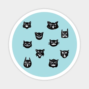 Vintage Halloween Cats in Baby Blue Magnet